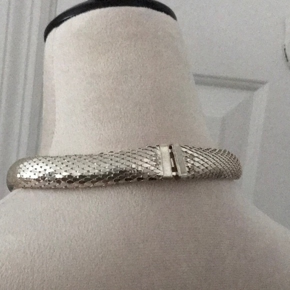 Silver Textured Choker Necklace - Picture 5 of 6